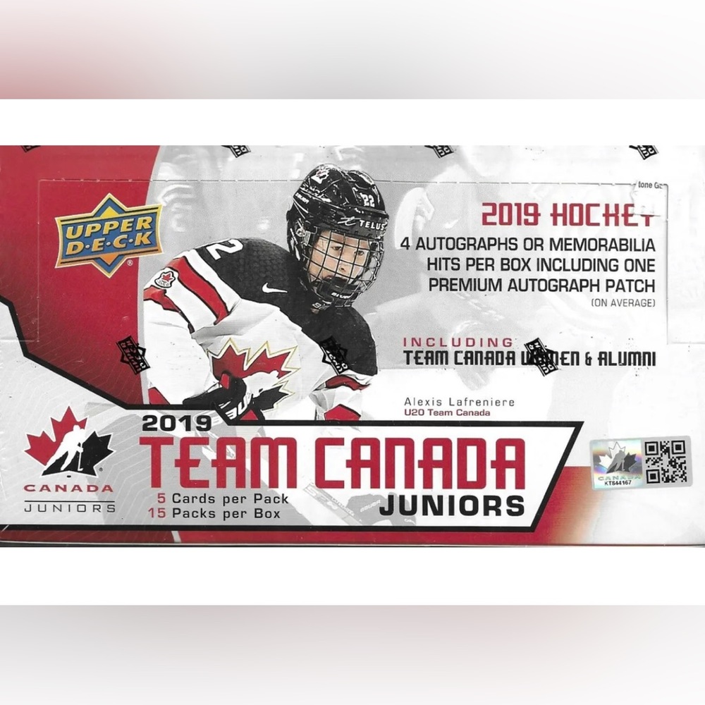 2019-20 Upper Deck Team Canada Juniors Hobby Box Sealed - 15 Packs per box